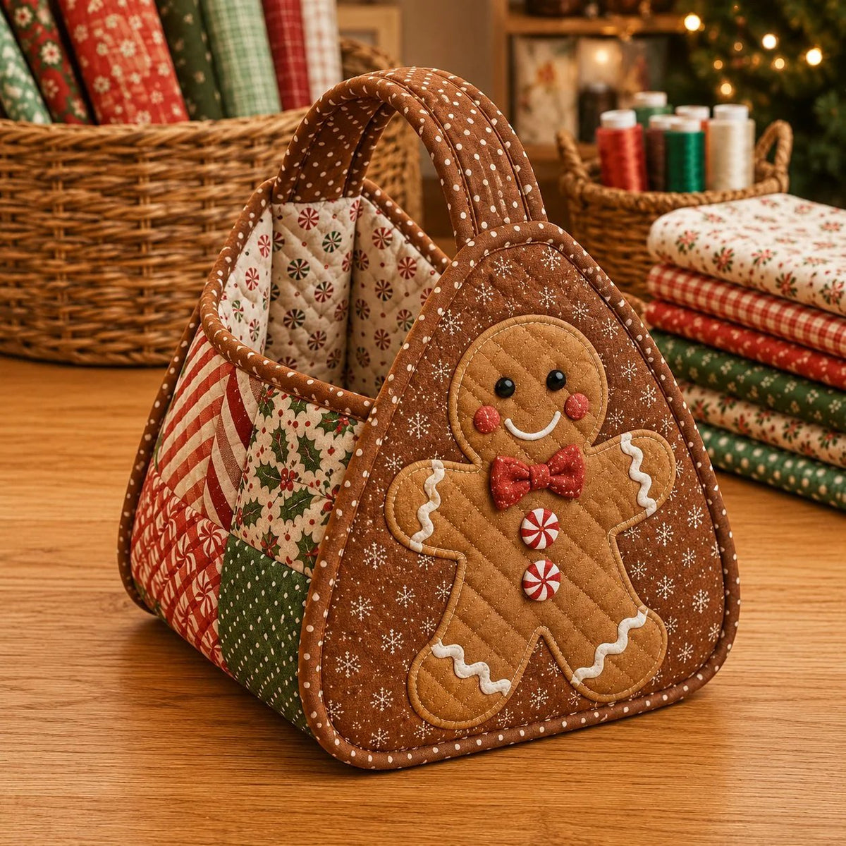🏆Only $22.99 Last Day Promotion!🎁🎄🎅 Christmas Quilted Carry Basket (DIY Kit & Finished)