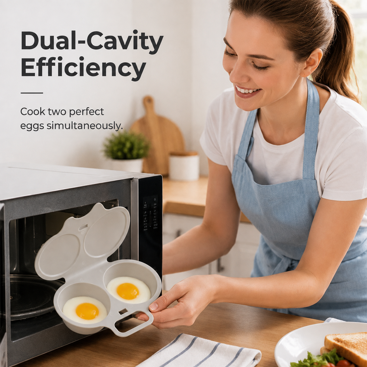 🥳2026 HOT SALE🥳💞50K+ SOLD! 🥗🎁 50% OFF! Microwave Egg Poacher——Dual‑cavity. non‑stick & easy clean. Healthier than frying – stock up & save! 🏠✅