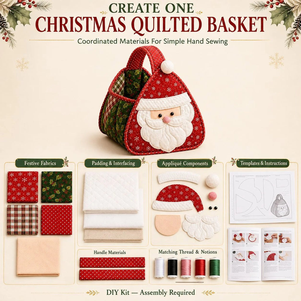 🏆Only $22.99 Last Day Promotion!🎁🎄🎅 Christmas Quilted Carry Basket (DIY Kit & Finished)