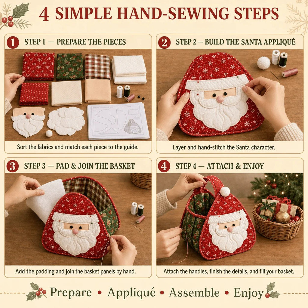 🏆Only $22.99 Last Day Promotion!🎁🎄🎅 Christmas Quilted Carry Basket (DIY Kit & Finished)