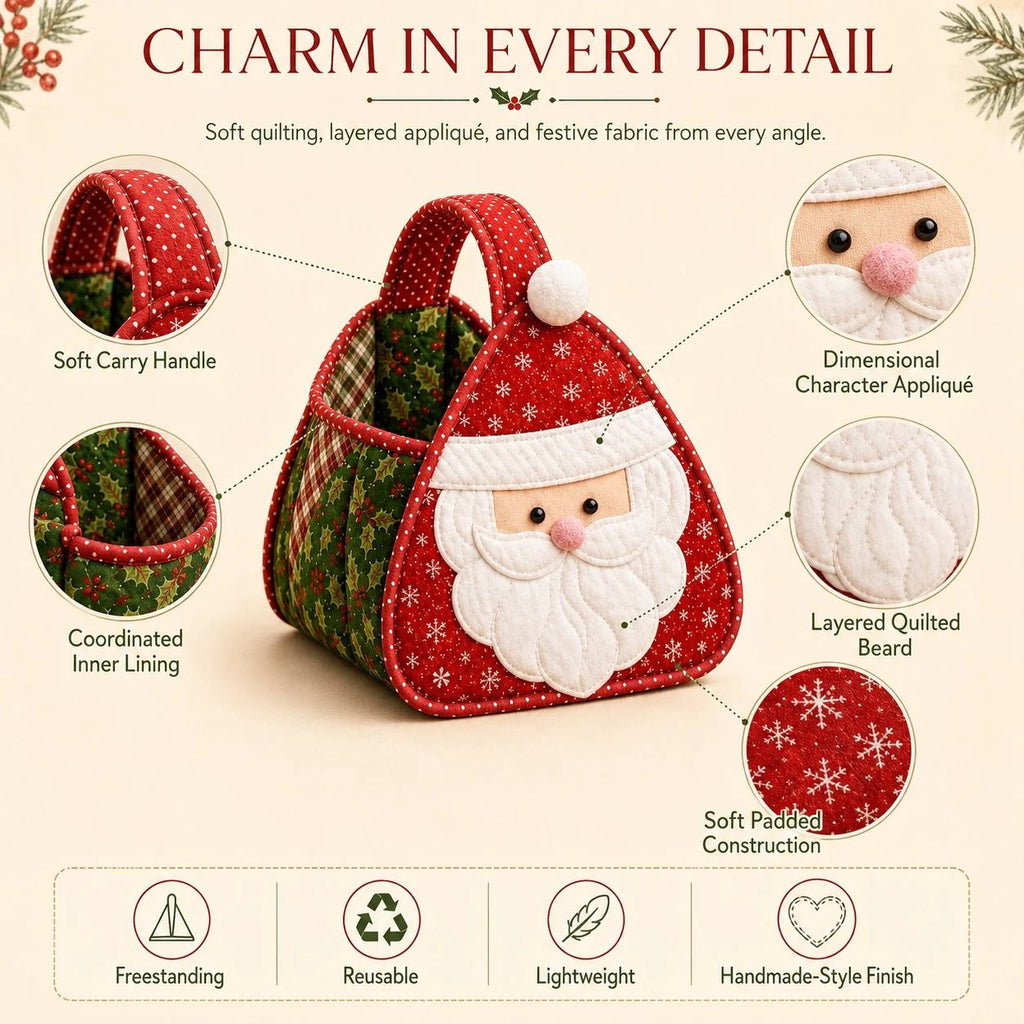 🏆Only $22.99 Last Day Promotion!🎁🎄🎅 Christmas Quilted Carry Basket (DIY Kit & Finished)