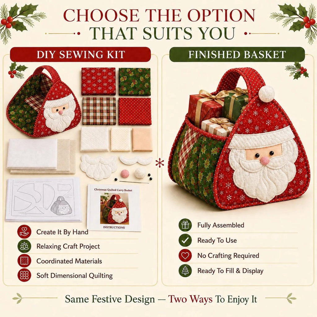 🏆Only $22.99 Last Day Promotion!🎁🎄🎅 Christmas Quilted Carry Basket (DIY Kit & Finished)