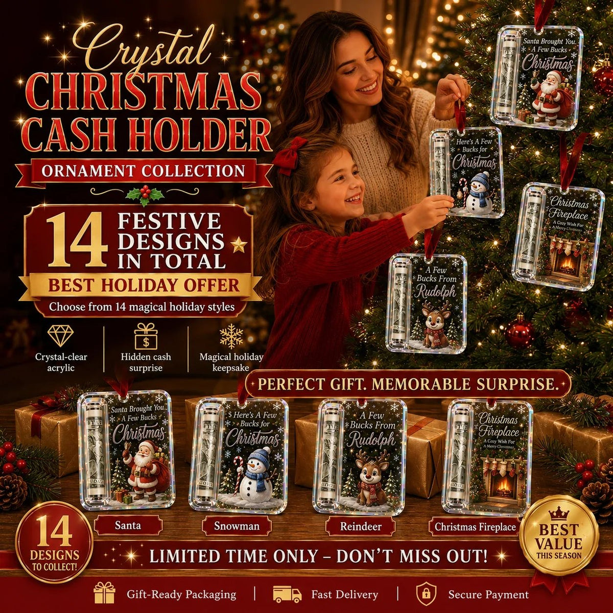 🔥LAST DAY ONLY $8.99🎄Christmas Cash Gift Ornament- Make Cash Feel Like A Real Christmas Gift💵