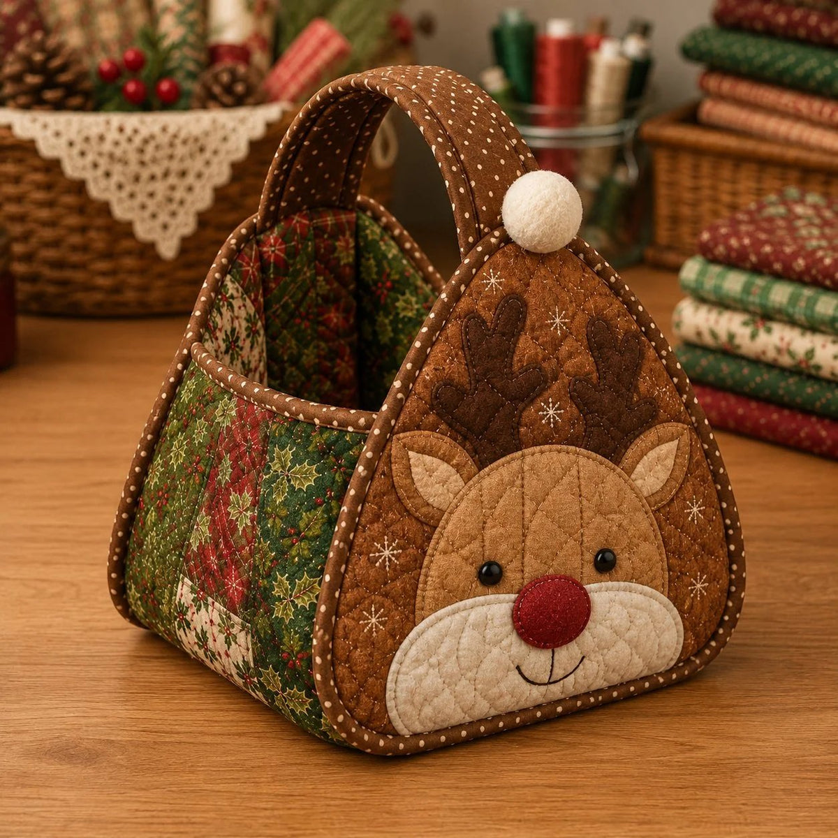 🏆Only $22.99 Last Day Promotion!🎁🎄🎅 Christmas Quilted Carry Basket (DIY Kit & Finished)