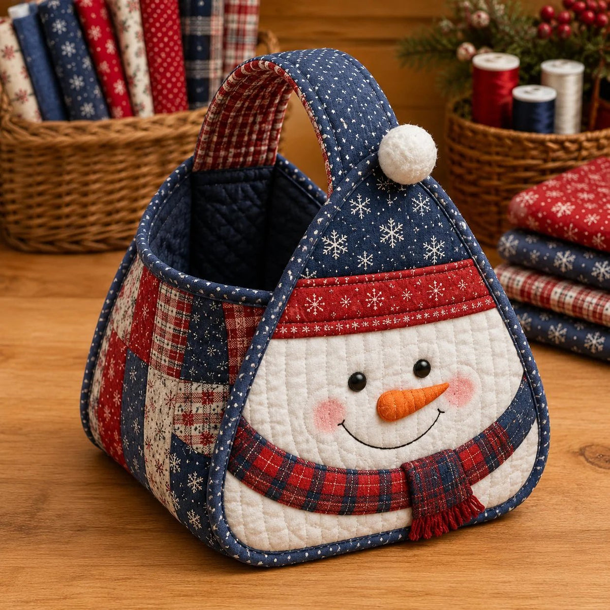 🏆Only $22.99 Last Day Promotion!🎁🎄🎅 Christmas Quilted Carry Basket (DIY Kit & Finished)