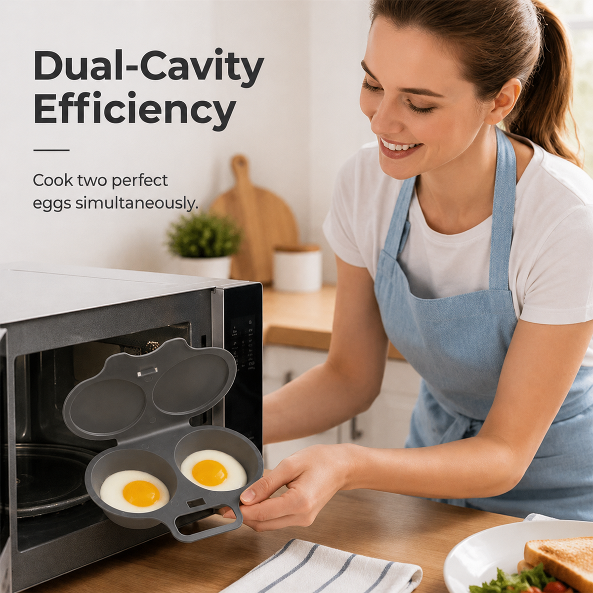 🥳2026 HOT SALE🥳💞50K+ SOLD! 🥗🎁 50% OFF! Microwave Egg Poacher——Dual‑cavity. non‑stick & easy clean. Healthier than frying – stock up & save! 🏠✅