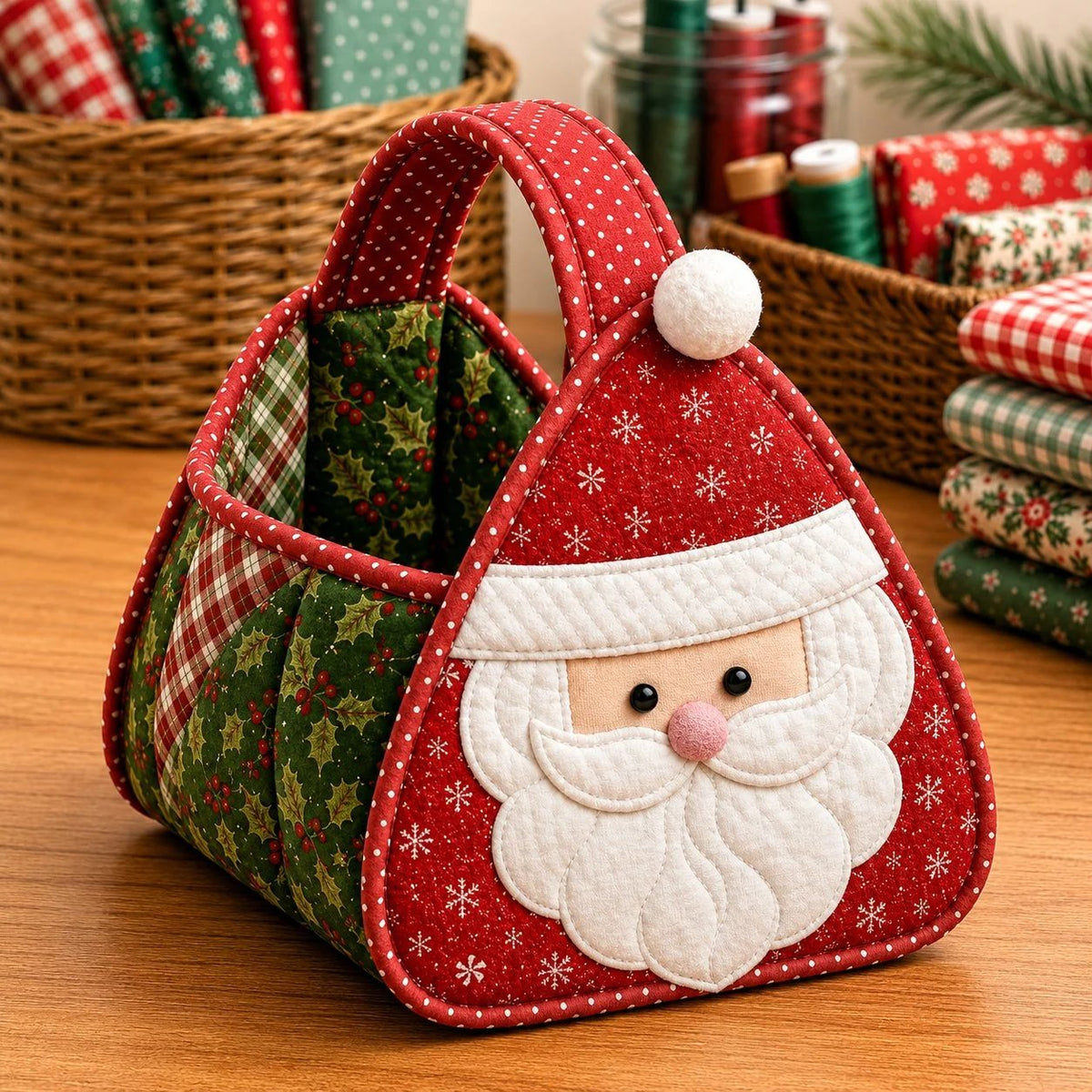 🏆Only $22.99 Last Day Promotion!🎁🎄🎅 Christmas Quilted Carry Basket (DIY Kit & Finished)