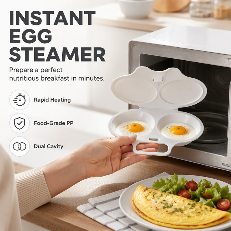 🥳2026 HOT SALE🥳💞50K+ SOLD! 🥗🎁 50% OFF! Microwave Egg Poacher——Dual‑cavity. non‑stick & easy clean. Healthier than frying – stock up & save! 🏠✅