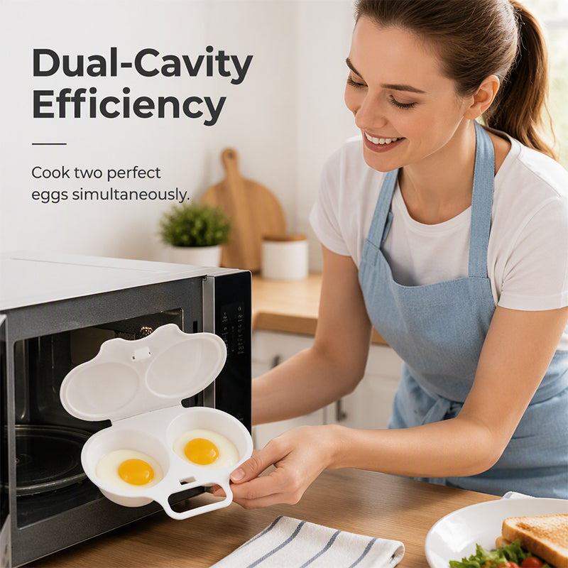 🥳2026 HOT SALE🥳💞50K+ SOLD! 🥗🎁 50% OFF! Microwave Egg Poacher——Dual‑cavity. non‑stick & easy clean. Healthier than frying – stock up & save! 🏠✅